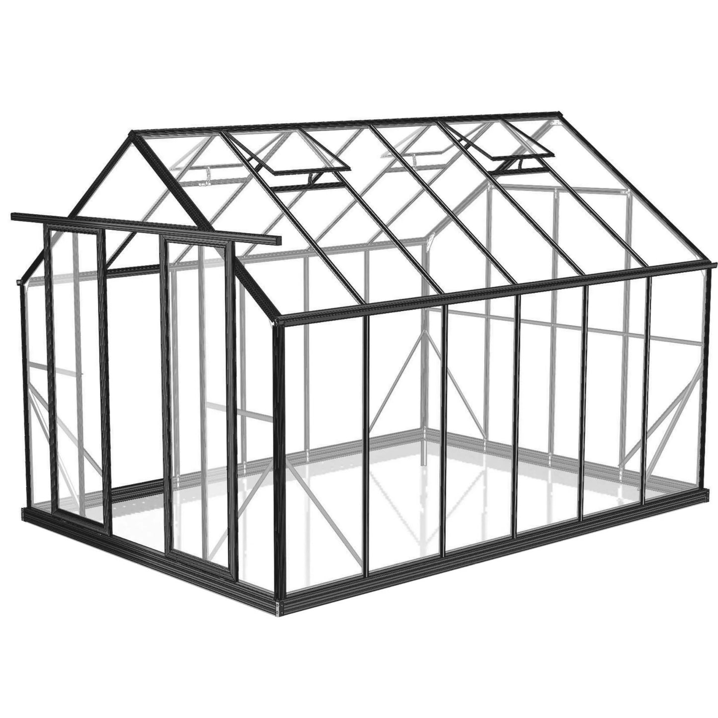 2.6x3.8m (8x12ft) 4mm Glasshouse | Winter Gardenz