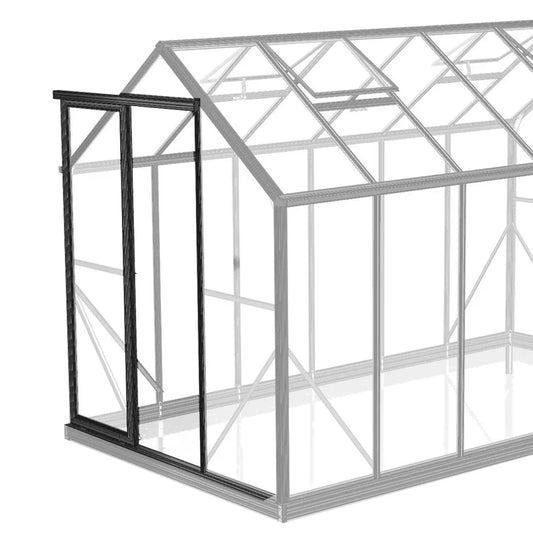 6ft black frame sliding doors for greenhouse with transparent glass panels