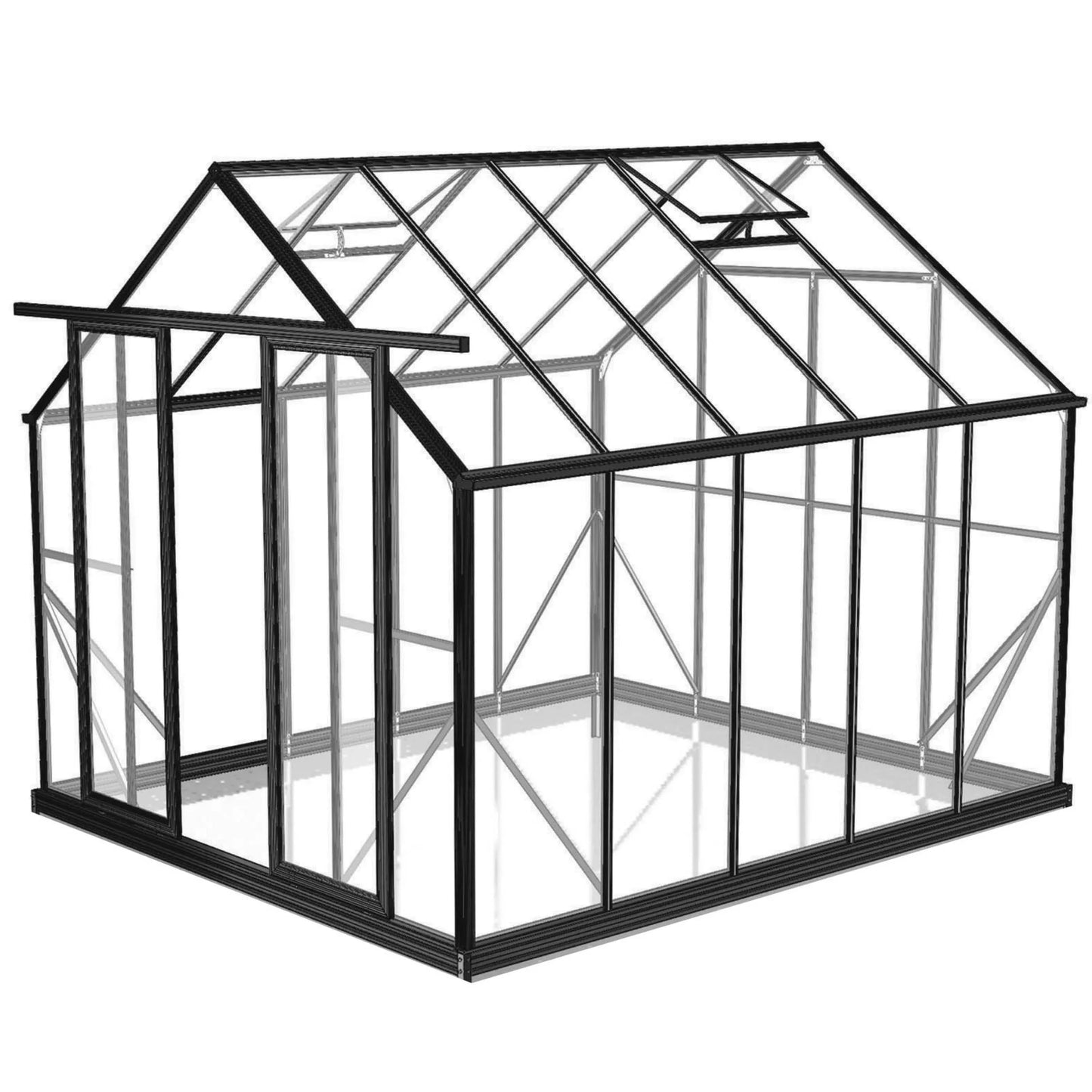 8x10ft 2.6x3.2m Glasshouse 4mm Toughened Glass